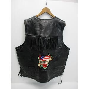 Navarre Leather Co Genuine Buffalo Leather Vest with Harley Davidson Patch - 3X